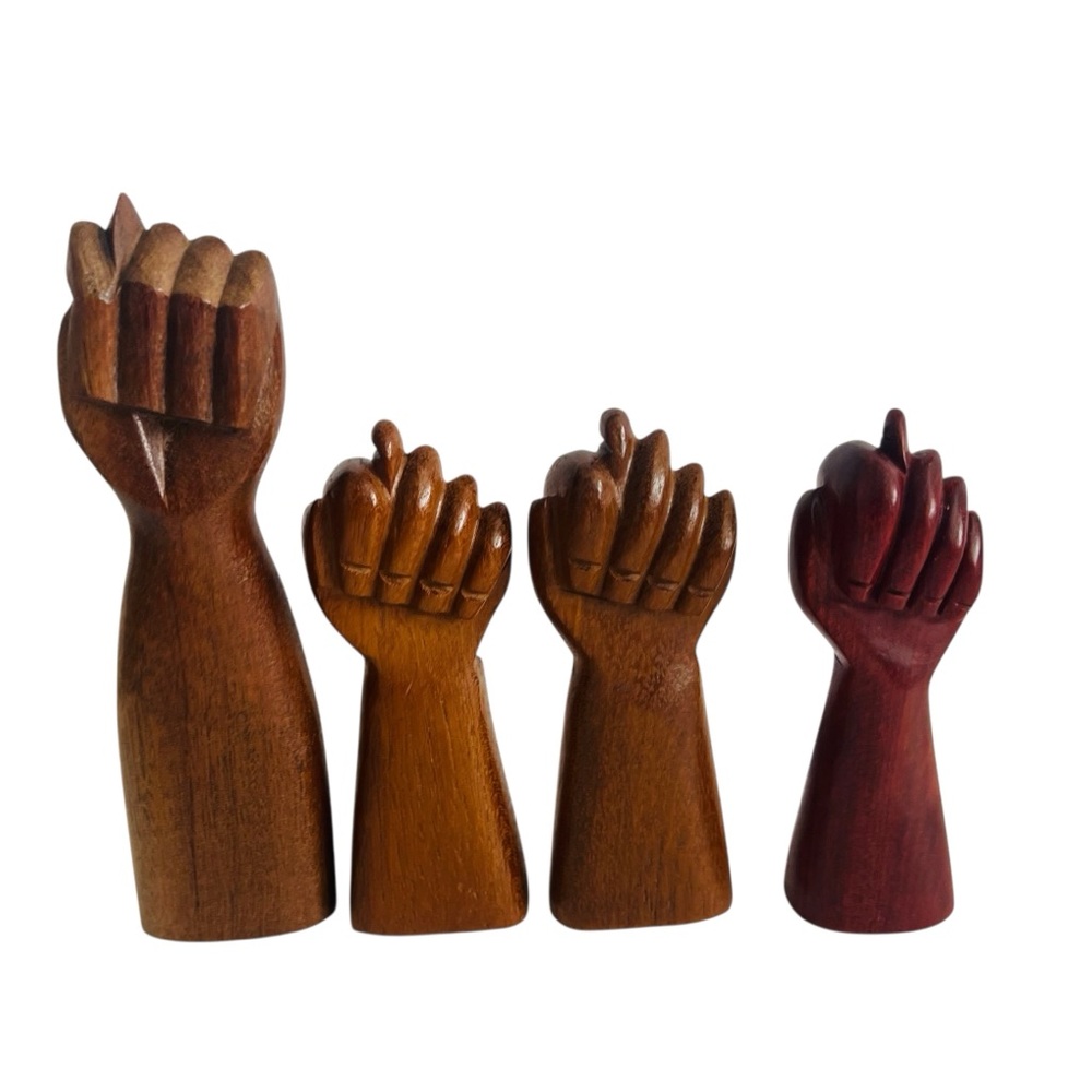 Vintage Hand Carved Lucky Figa Wood Sculpture Lot of 4